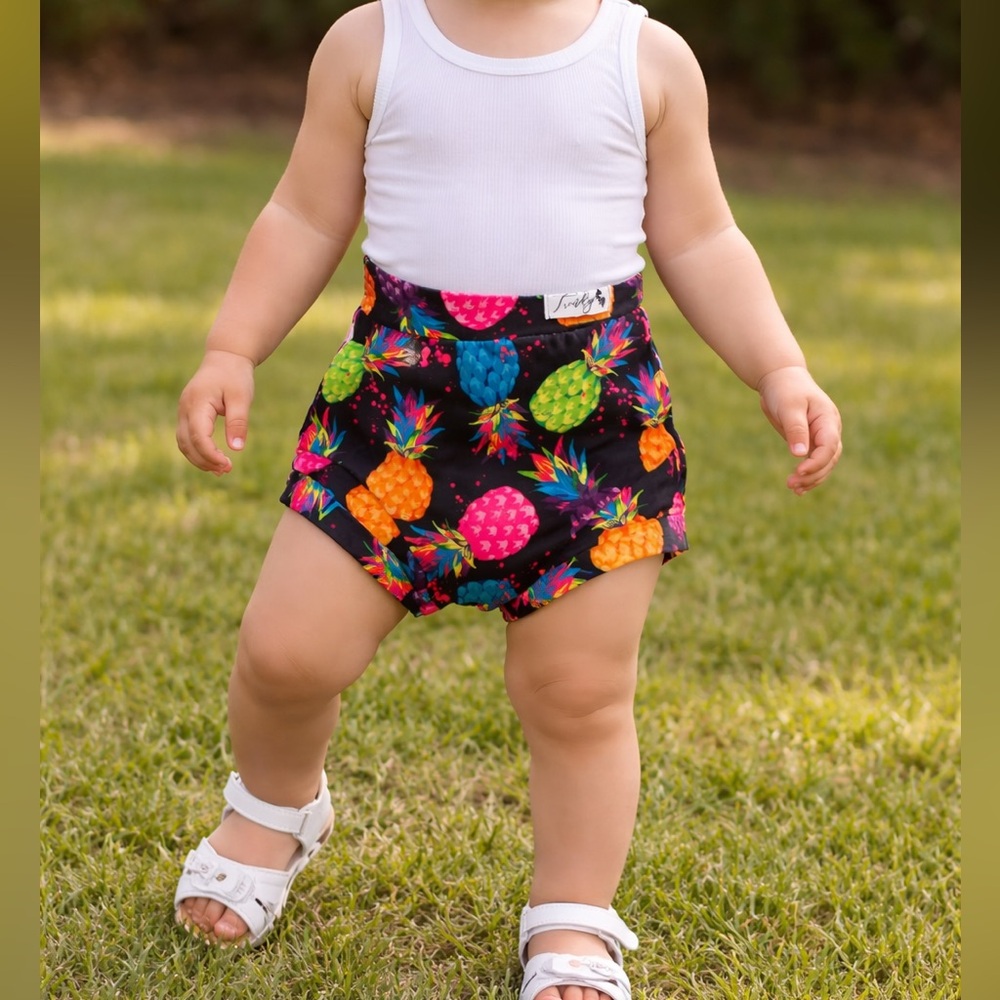 Trendy boutique Neon Pineapple Print Shorts Cotton Cute Modesty
